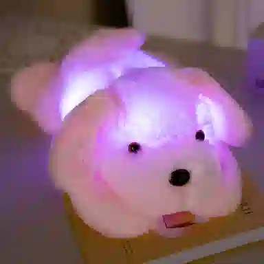 雄俊 创意浪漫发光狗 软萌可爱趴趴狗 炫彩灯光狗 大耳朵修狗布娃娃 玩偶 毛绒公仔