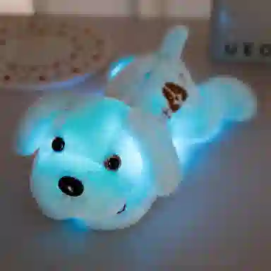 雄俊 创意浪漫发光狗 软萌可爱趴趴狗 炫彩灯光狗 大耳朵修狗布娃娃 玩偶 毛绒公仔