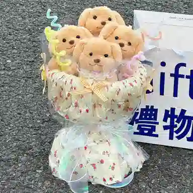 雄俊 超萌超可爱贵宾小狗花束 创意 玩偶周边