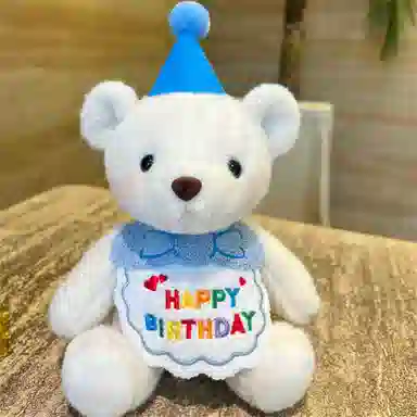 雄俊 生日帽熊兔 玩偶 毛绒公仔