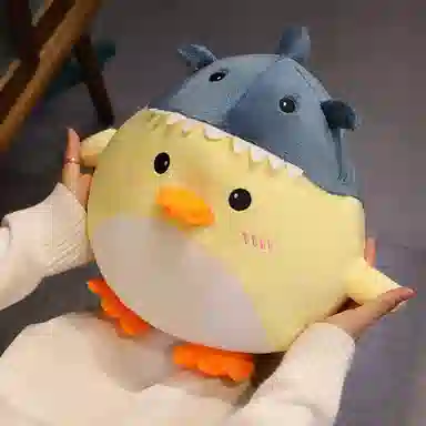 雄俊 恶搞创意鲨鸭 可爱小黄鸭 鲨鱼小帽鸭 陪伴安抚布娃娃 玩偶 毛绒公仔
