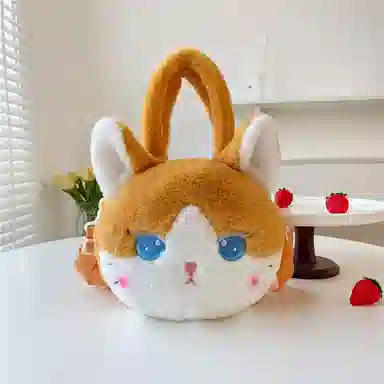 雄俊 卡通可爱猫咪单肩包 狐狸公仔挎包 萌系卡通手提包 玩偶周边