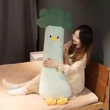 雄俊 蔬菜变身小鸡 长条抱枕 超大号 西蓝花 茄子 娃娃 玩偶 毛绒公仔