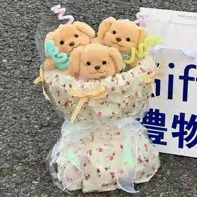 雄俊 超萌超可爱贵宾小狗花束 创意 玩偶周边