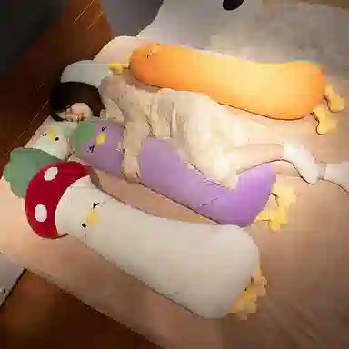 雄俊 蔬菜变身小鸡 长条抱枕 超大号 西蓝花 茄子 娃娃 玩偶 毛绒公仔