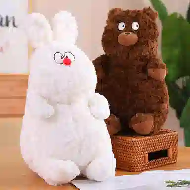 雄俊 可爱萌系慵懒的小动物 大鼻子狗白兔小猫小龙狐狸熊布娃娃 玩偶 毛绒公仔