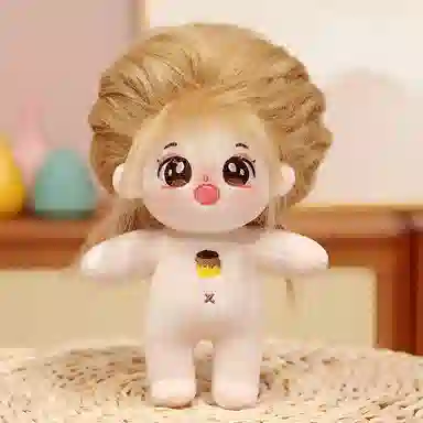 雄俊 可爱小萌棉花娃娃百变造型 带骨架换装小裙子超萌表情编发小女孩萝莉田园风 玩偶 毛绒公仔