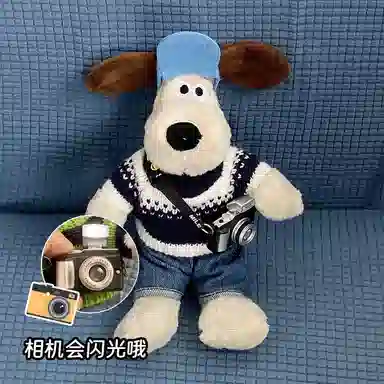 雄俊 可爱萌宠掌门狗狗抱枕 卡通相机飞行员小狗车载娃娃 玩偶 毛绒公仔