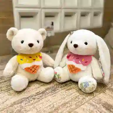 雄俊 生日帽熊兔 玩偶 毛绒公仔