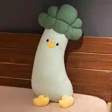 雄俊 蔬菜变身小鸡 长条抱枕 超大号 西蓝花 茄子 娃娃 玩偶 毛绒公仔
