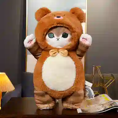 雄俊 可爱变身鲨鱼猫娃娃 呆萌小猫咪抱枕 变身小动物系列 玩偶 毛绒公仔