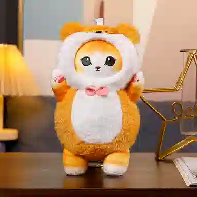 雄俊 可爱变身鲨鱼猫娃娃 呆萌小猫咪抱枕 变身小动物系列 玩偶 毛绒公仔