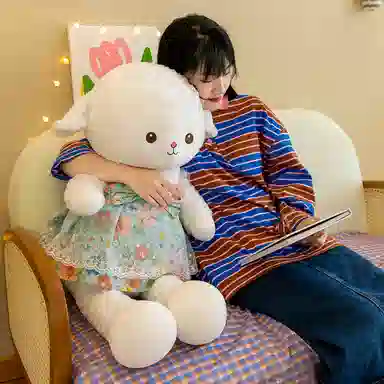 雄俊 可爱毛毛羊安抚 柔软小白羊绵羊布娃娃 玩偶 毛绒公仔