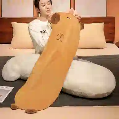 雄俊 佛系水豚长条枕 可爱靠枕 陪伴安抚 玩偶 毛绒公仔