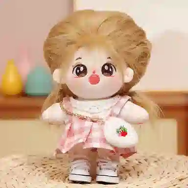 雄俊 可爱小萌棉花娃娃百变造型 带骨架换装小裙子超萌表情编发小女孩萝莉田园风 玩偶 毛绒公仔