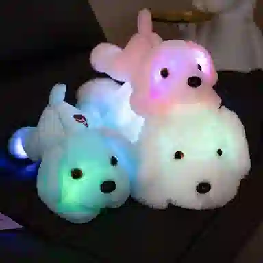 雄俊 创意浪漫发光狗 软萌可爱趴趴狗 炫彩灯光狗 大耳朵修狗布娃娃 玩偶 毛绒公仔