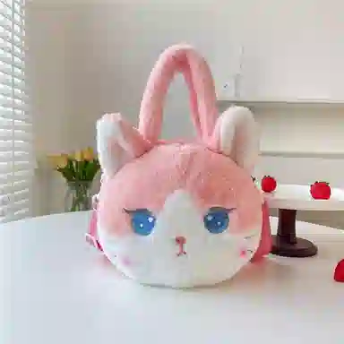 雄俊 卡通可爱猫咪单肩包 狐狸公仔挎包 萌系卡通手提包 玩偶周边