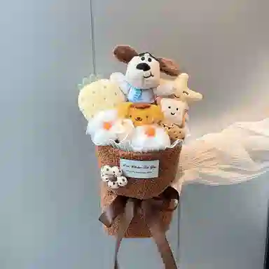 雄俊 穿衣带帽款掌门狗小香风花束 卡通狗狗花束 小丑鱼布偶 玩偶 毛绒公仔