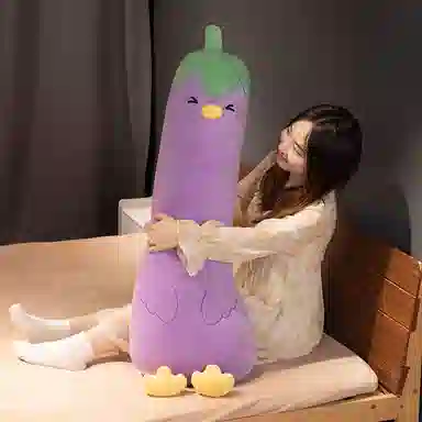 雄俊 蔬菜变身小鸡 长条抱枕 超大号 西蓝花 茄子 娃娃 玩偶 毛绒公仔