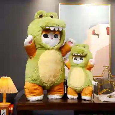 雄俊 可爱变身鲨鱼猫娃娃 呆萌小猫咪抱枕 变身小动物系列 玩偶 毛绒公仔