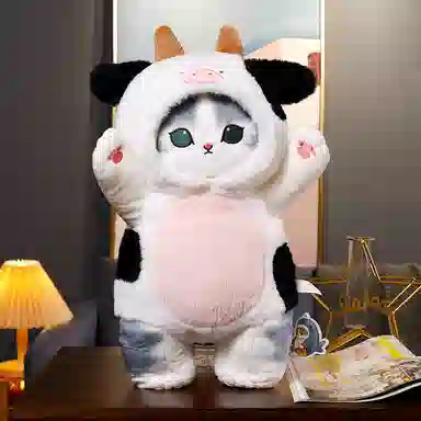 雄俊 可爱变身鲨鱼猫娃娃 呆萌小猫咪抱枕 变身小动物系列 玩偶 毛绒公仔