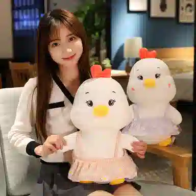 雄俊 暖暖小鸡 穿小裙裙的鸡宝宝 背带裙小黄鸡 玩偶 毛绒公仔
