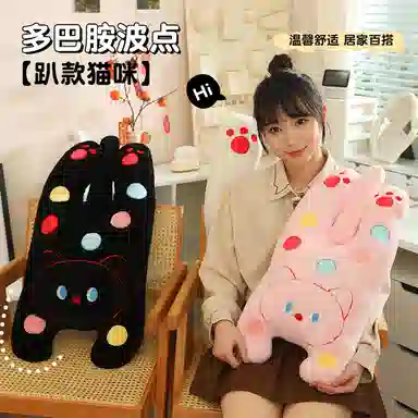 雄俊 波点趴趴猫咪 时尚圆点个性小奶猫 玩偶 毛绒公仔