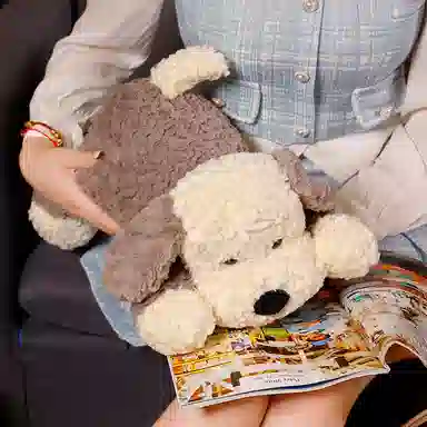 雄俊 趴趴鸭与趴趴狗可爱睡觉抱枕 儿童安抚布娃娃 治愈系小狗狗陪睡玩具 男女家居靠枕 玩偶 毛绒公仔
