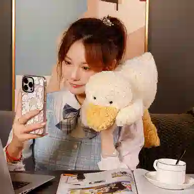 雄俊 趴趴鸭与趴趴狗可爱睡觉抱枕 儿童安抚布娃娃 治愈系小狗狗陪睡玩具 男女家居靠枕 玩偶 毛绒公仔
