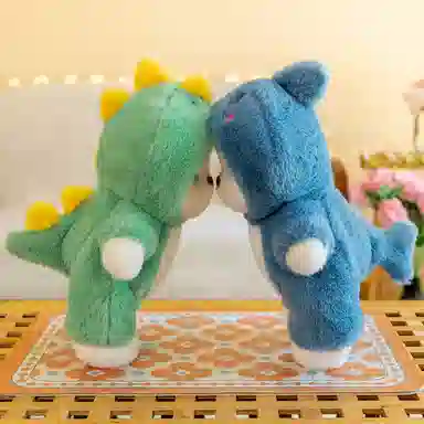 雄俊  可爱变身关节小熊  关节会动 呆萌丽娜 变身鲨鱼恐龙小熊衣服可脱 玩偶 毛绒牛仔