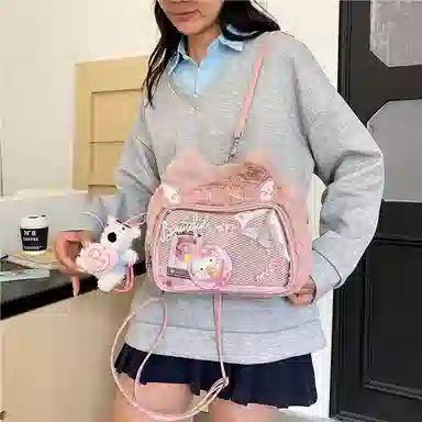 雄俊 可爱斜跨包女痛包吧唧包二次元日系单肩包手提包学院风 治愈 玩偶周边