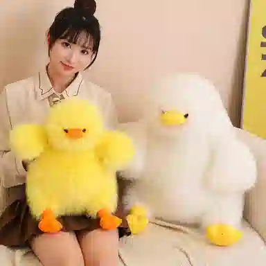 雄俊 可爱炸毛墩墩鸭 肥嘟嘟潦草大黄鸭圆滚滚抱枕 玩偶 毛绒公仔