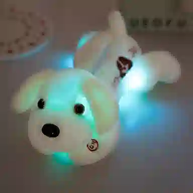 雄俊 创意浪漫发光狗 软萌可爱趴趴狗 炫彩灯光狗 大耳朵修狗布娃娃 玩偶 毛绒公仔