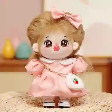 雄俊 可爱小萌棉花娃娃百变造型 带骨架换装小裙子超萌表情编发小女孩萝莉田园风 玩偶 毛绒公仔