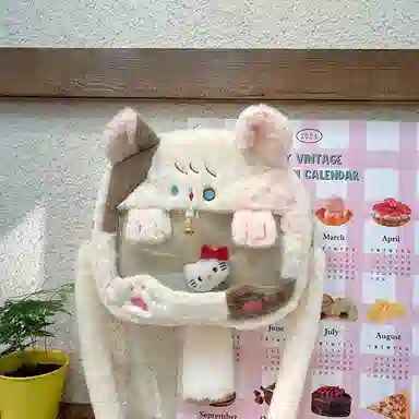雄俊 超萌超可爱二次元猫咪毛绒大嘴痛包 安抚陪伴 玩偶周边