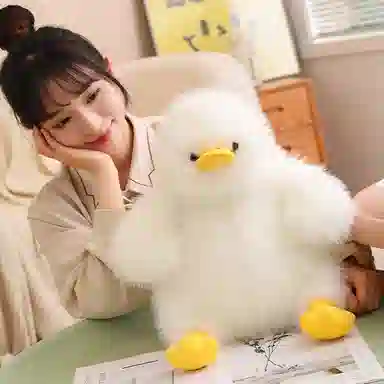 雄俊 可爱炸毛墩墩鸭 肥嘟嘟潦草大黄鸭圆滚滚抱枕 玩偶 毛绒公仔