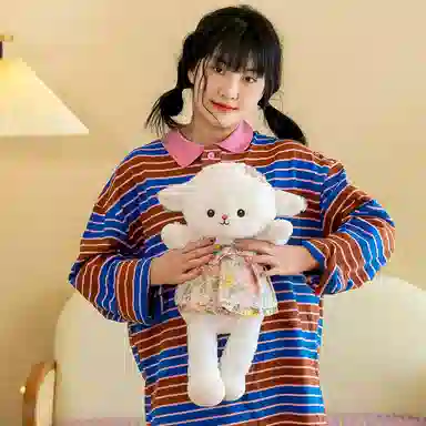雄俊 可爱毛毛羊安抚 柔软小白羊绵羊布娃娃 玩偶 毛绒公仔