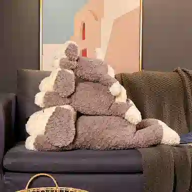 雄俊 趴趴鸭与趴趴狗可爱睡觉抱枕 儿童安抚布娃娃 治愈系小狗狗陪睡玩具 男女家居靠枕 玩偶 毛绒公仔