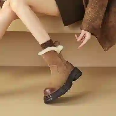 圆头擦色复古舒适时尚百搭 短筒 雪地靴 女款