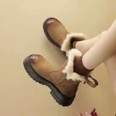 圆头擦色复古舒适时尚百搭 短筒 雪地靴 女款