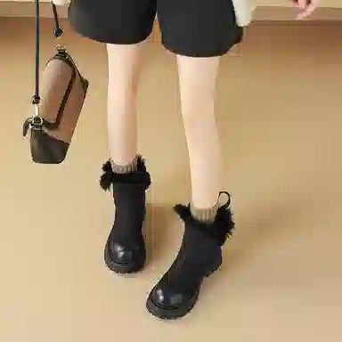 圆头擦色复古舒适时尚百搭 短筒 雪地靴 女款