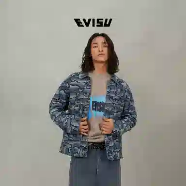 EVISU Trademark Print Denim Jacket