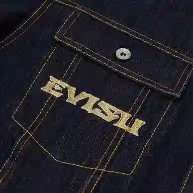 EVISU Crane Embroidered Denim Jacket
