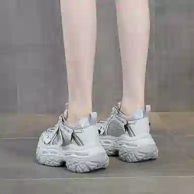 织物合成革 运动休闲厚底松糕时尚百搭潮流 透气轻便增高 低帮 老爹鞋 女款