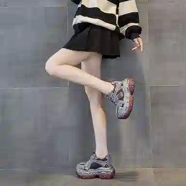 织物合成革 运动休闲厚底松糕时尚百搭潮流 透气轻便增高 低帮 老爹鞋 女款