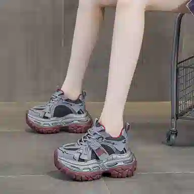 织物合成革 运动休闲厚底松糕时尚百搭潮流 透气轻便增高 低帮 老爹鞋 女款