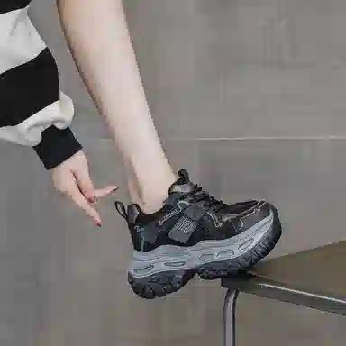 织物合成革 运动休闲厚底松糕时尚百搭潮流 透气轻便增高 低帮 老爹鞋 女款