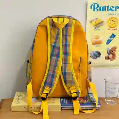 宝琳卡 时尚格子初中高中学生 尼龙 双肩包 男女同款情侣款 多色