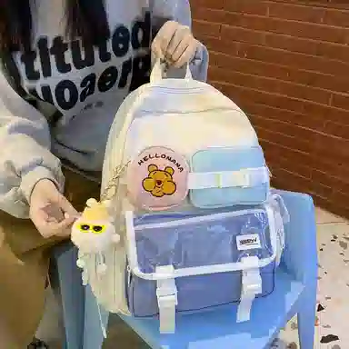 宝琳卡森系旅游女背包清新可爱时尚旅游尼龙休闲双肩包初高中校园书包 女款 多色