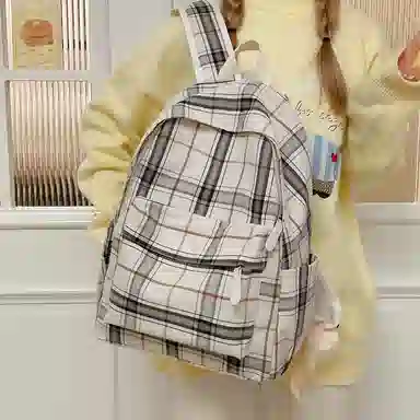 宝琳卡 时尚格子初中高中学生 尼龙 双肩包 男女同款情侣款 多色